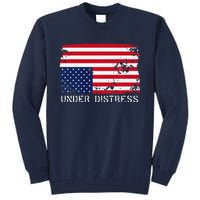 Under Distress Upsidedown American Flag Premium Tall Sweatshirt