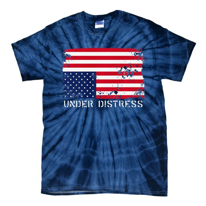 Under Distress Upsidedown American Flag Premium Tie-Dye T-Shirt