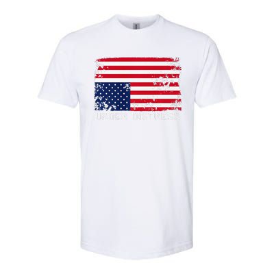 Under Distress Upsidedown American Flag Premium Softstyle CVC T-Shirt