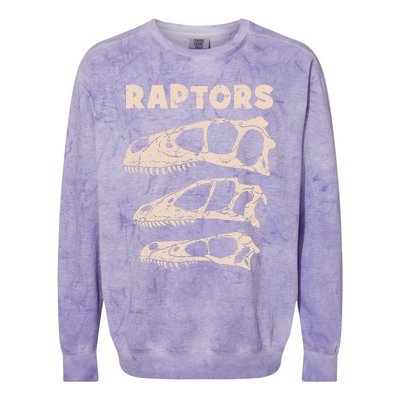 Utahraptor Deinonychus Velociraptor Skull Fossil Hunter Colorblast Crewneck Sweatshirt