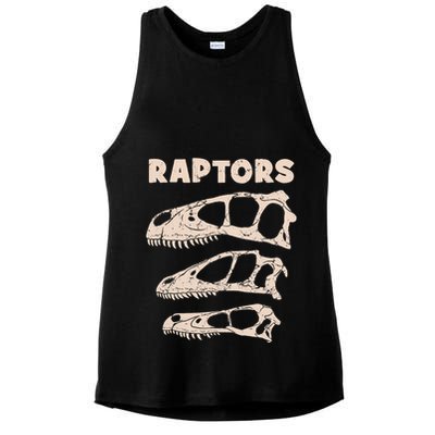 Utahraptor Deinonychus Velociraptor Skull Fossil Hunter Ladies PosiCharge Tri-Blend Wicking Tank