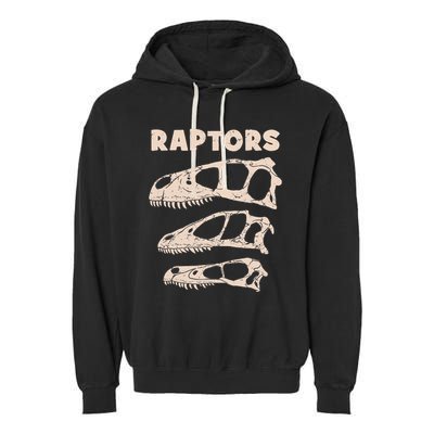 Utahraptor Deinonychus Velociraptor Skull Fossil Hunter Garment-Dyed Fleece Hoodie