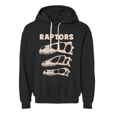 Utahraptor Deinonychus Velociraptor Skull Fossil Hunter Garment-Dyed Fleece Hoodie