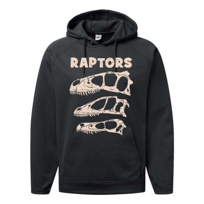 Utahraptor Deinonychus Velociraptor Skull Fossil Hunter Performance Fleece Hoodie