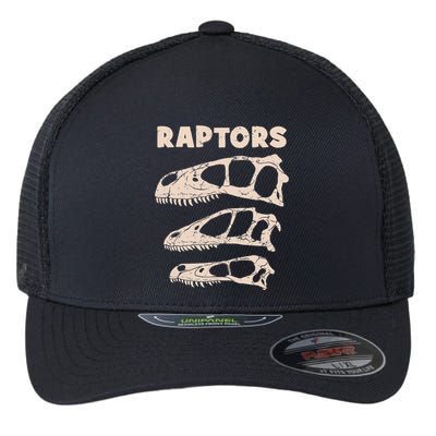 Utahraptor Deinonychus Velociraptor Skull Fossil Hunter Flexfit Unipanel Trucker Cap