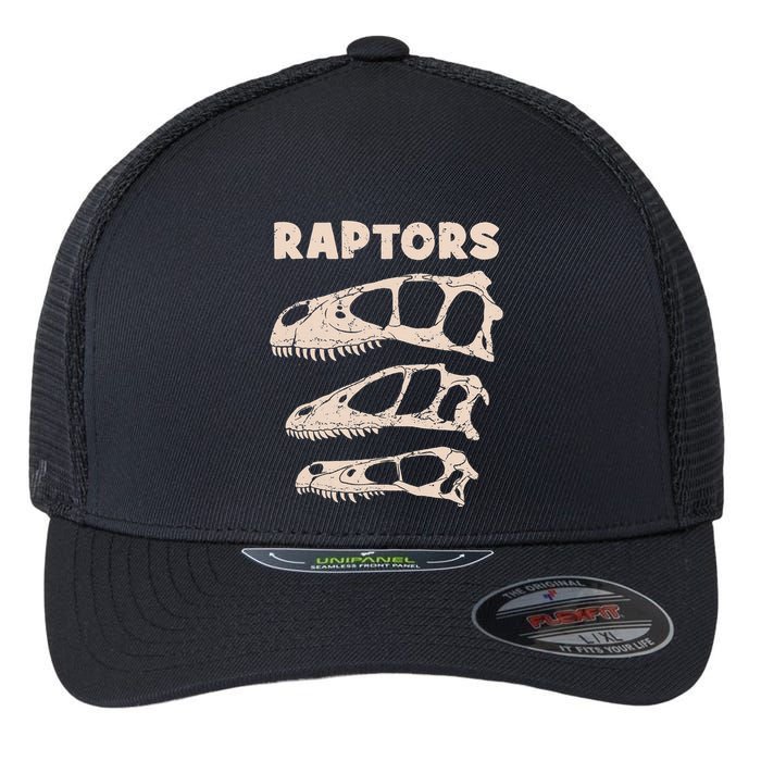 Utahraptor Deinonychus Velociraptor Skull Fossil Hunter Flexfit Unipanel Trucker Cap