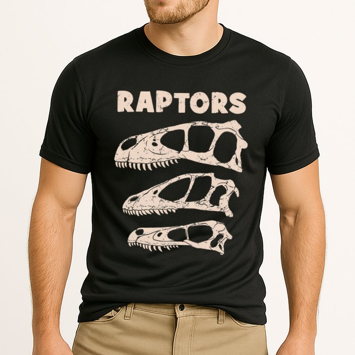 Utahraptor Deinonychus Velociraptor Skull Fossil Hunter Performance Shirt