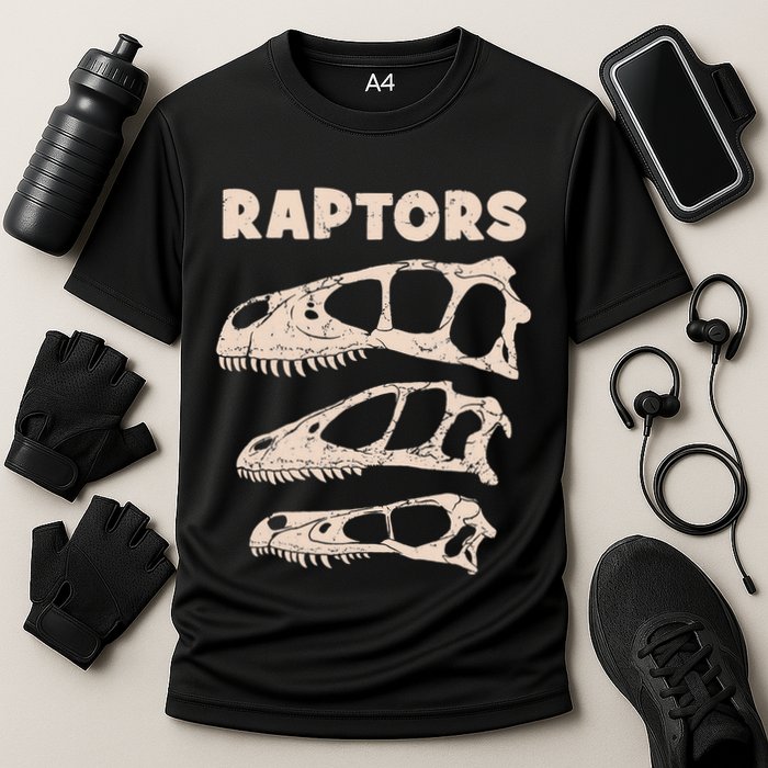 Utahraptor Deinonychus Velociraptor Skull Fossil Hunter Performance Shirt