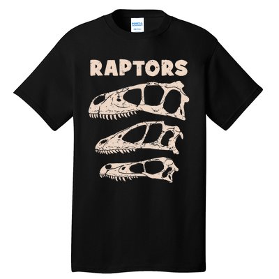 Utahraptor Deinonychus Velociraptor Skull Fossil Hunter Tall T-Shirt