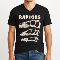 Utahraptor Deinonychus Velociraptor Skull Fossil Hunter V-Neck T-Shirt