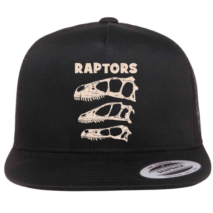 Utahraptor Deinonychus Velociraptor Skull Fossil Hunter Flat Bill Trucker Hat