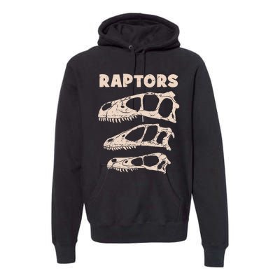 Utahraptor Deinonychus Velociraptor Skull Fossil Hunter Premium Hoodie