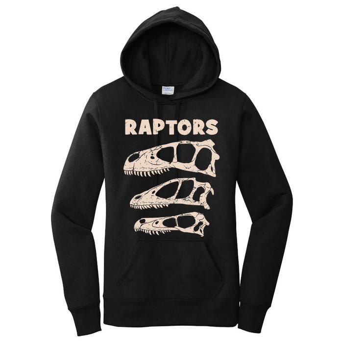 Utahraptor Deinonychus Velociraptor Skull Fossil Hunter Women's Pullover Hoodie