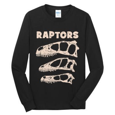 Utahraptor Deinonychus Velociraptor Skull Fossil Hunter Tall Long Sleeve T-Shirt