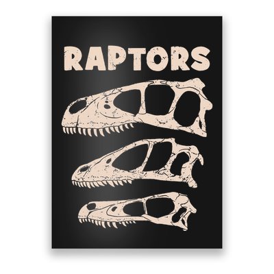 Utahraptor Deinonychus Velociraptor Skull Fossil Hunter Poster