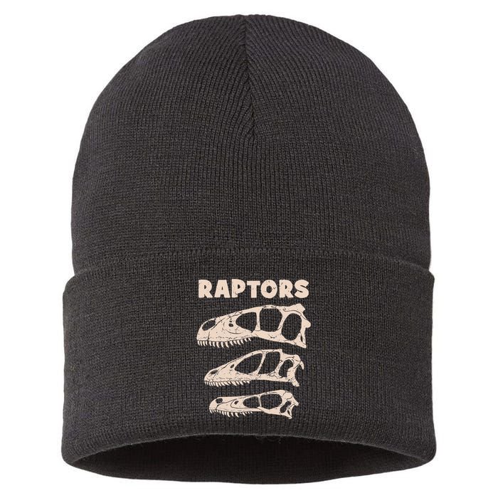 Utahraptor Deinonychus Velociraptor Skull Fossil Hunter Sustainable Knit Beanie