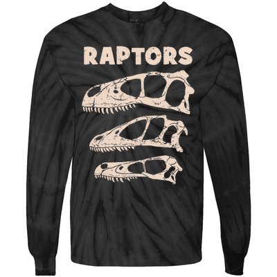 Utahraptor Deinonychus Velociraptor Skull Fossil Hunter Tie-Dye Long Sleeve Shirt