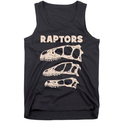 Utahraptor Deinonychus Velociraptor Skull Fossil Hunter Tank Top