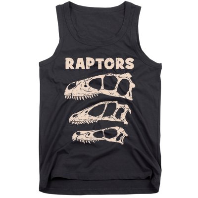 Utahraptor Deinonychus Velociraptor Skull Fossil Hunter Tank Top