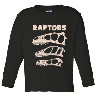 Utahraptor Deinonychus Velociraptor Skull Fossil Hunter Toddler Long Sleeve Shirt