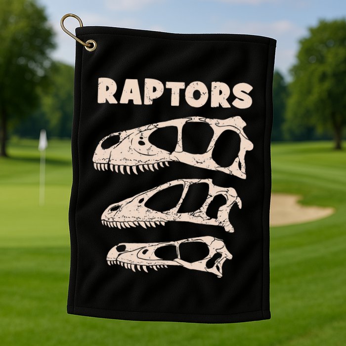 Utahraptor Deinonychus Velociraptor Skull Fossil Hunter Golf Towel