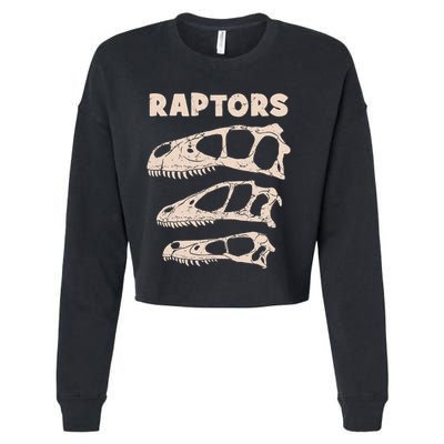 Utahraptor Deinonychus Velociraptor Skull Fossil Hunter Cropped Pullover Crew