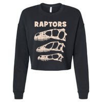 Utahraptor Deinonychus Velociraptor Skull Fossil Hunter Cropped Pullover Crew