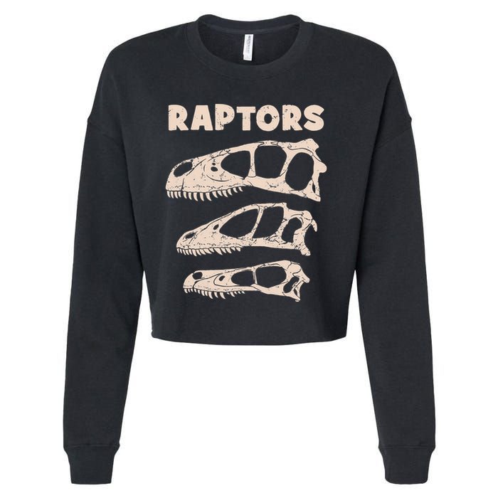Utahraptor Deinonychus Velociraptor Skull Fossil Hunter Cropped Pullover Crew