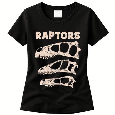 Utahraptor Deinonychus Velociraptor Skull Fossil Hunter Womens T-Shirt