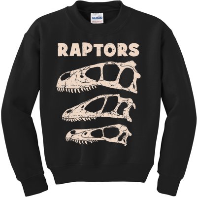 Utahraptor Deinonychus Velociraptor Skull Fossil Hunter Kids Sweatshirt