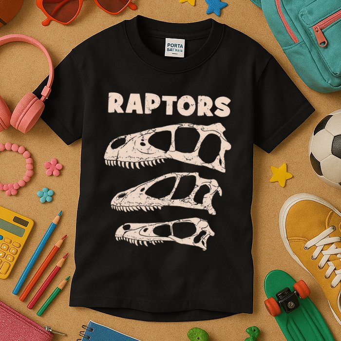 Utahraptor Deinonychus Velociraptor Skull Fossil Hunter Kids T-Shirt