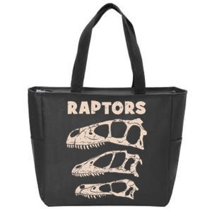 Utahraptor Deinonychus Velociraptor Skull Fossil Hunter Zip Tote Bag