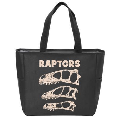 Utahraptor Deinonychus Velociraptor Skull Fossil Hunter Zip Tote Bag