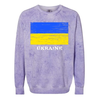 Ukraine Distressed Vintage World Flag Nationality Ukrainian Pride Colorblast Crewneck Sweatshirt