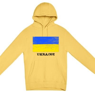 Ukraine Distressed Vintage World Flag Nationality Ukrainian Pride Premium Pullover Hoodie