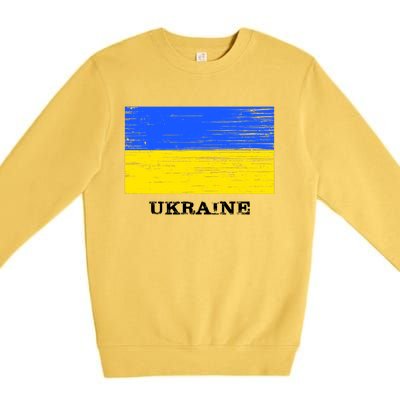 Ukraine Distressed Vintage World Flag Nationality Ukrainian Pride Premium Crewneck Sweatshirt