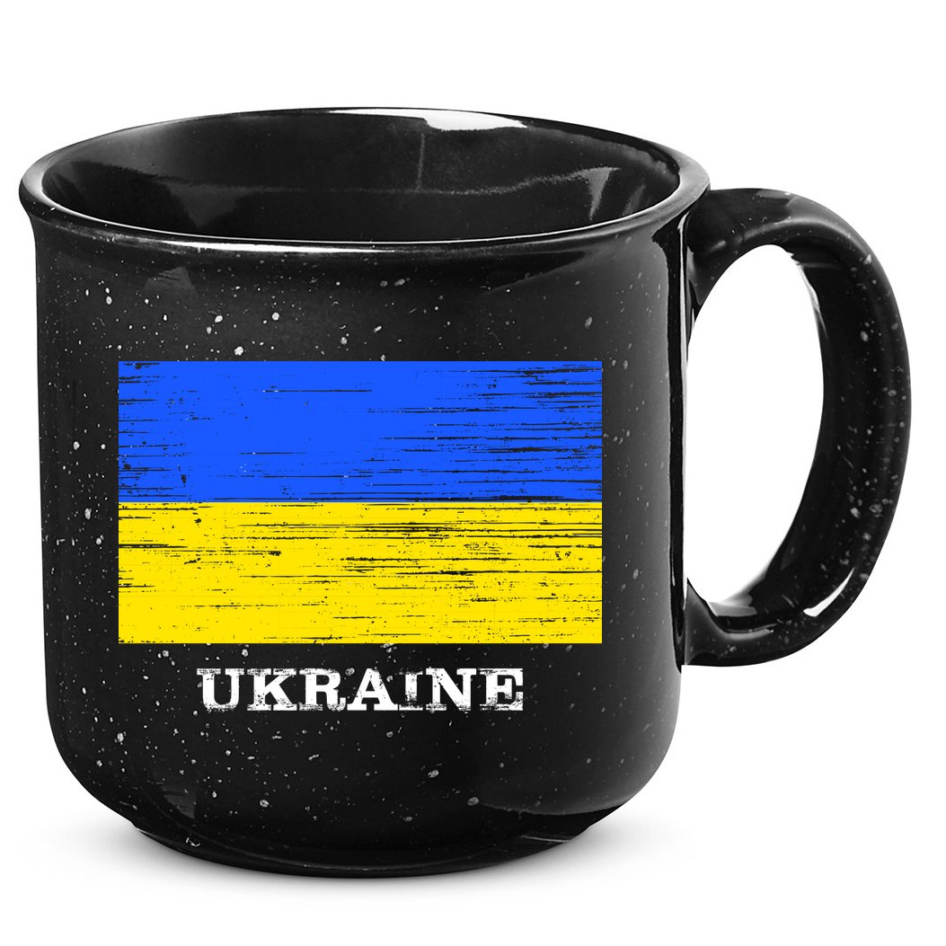 Ukraine Distressed Vintage World Flag Nationality Ukrainian Pride 15oz Campfire Ceramic Mug