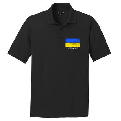 Ukraine Distressed Vintage World Flag Nationality Ukrainian Pride PosiCharge RacerMesh Polo