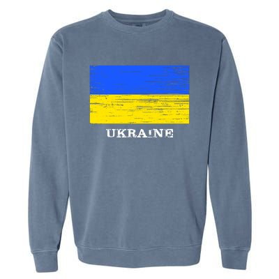 Ukraine Distressed Vintage World Flag Nationality Ukrainian Pride Garment-Dyed Sweatshirt