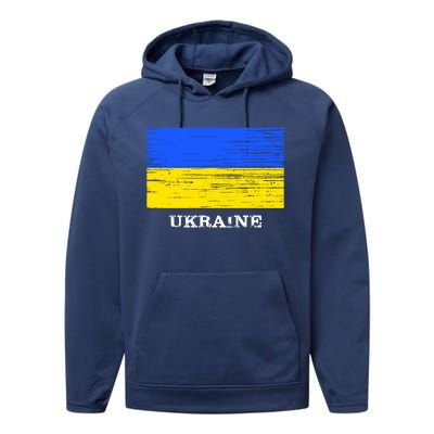 Ukraine Distressed Vintage World Flag Nationality Ukrainian Pride Performance Fleece Hoodie