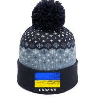 Ukraine Distressed Vintage World Flag Nationality Ukrainian Pride The Baniff Cuffed Pom Beanie