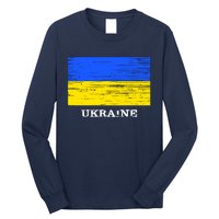 Ukraine Distressed Vintage World Flag Nationality Ukrainian Pride Long Sleeve Shirt