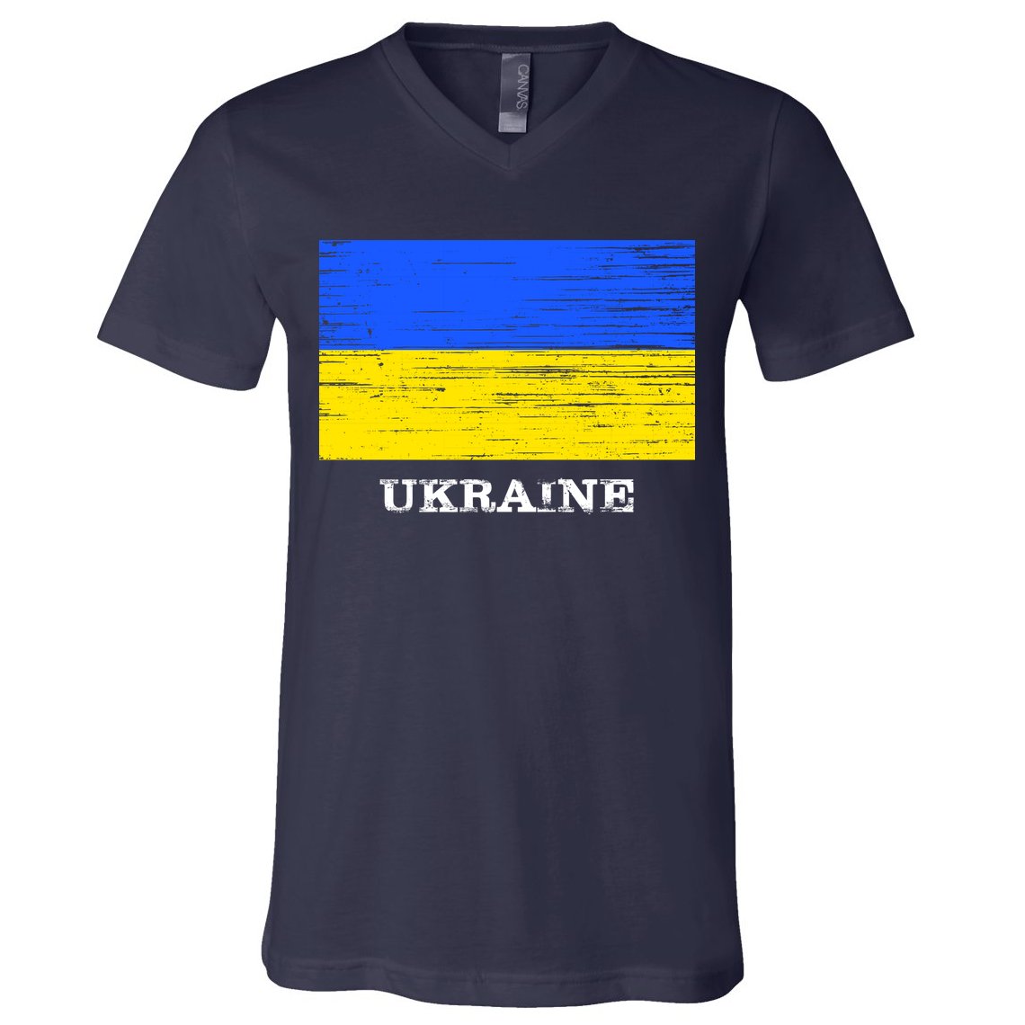 Ukraine Distressed Vintage World Flag Nationality Ukrainian Pride V-Neck T-Shirt