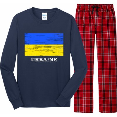 Ukraine Distressed Vintage World Flag Nationality Ukrainian Pride Long Sleeve Pajama Set