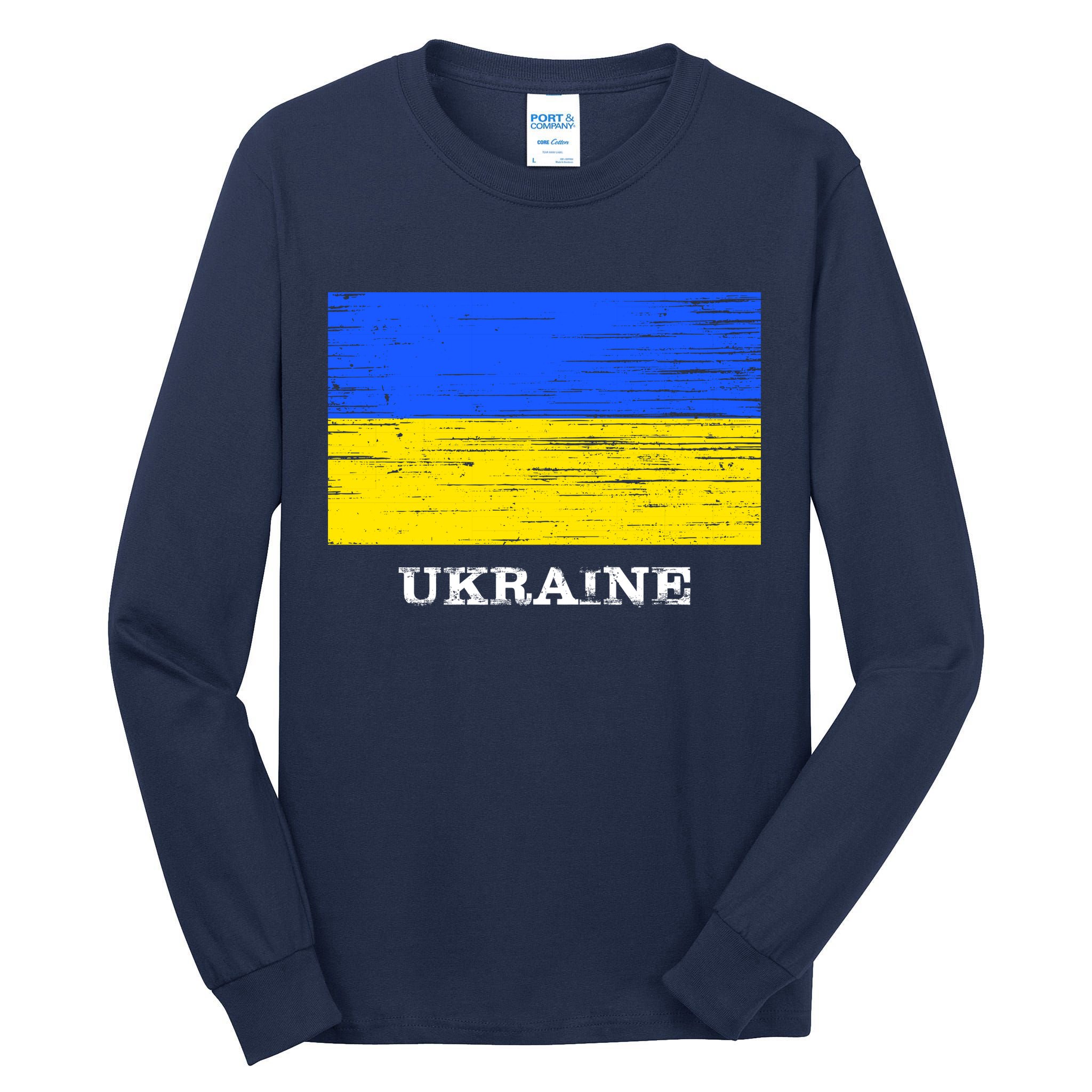 Ukraine Distressed Vintage World Flag Nationality Ukrainian Pride Tall Long Sleeve T-Shirt