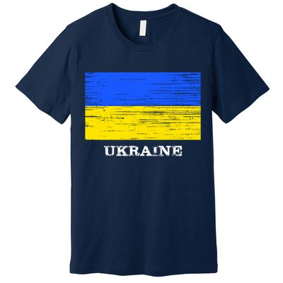 Ukraine Distressed Vintage World Flag Nationality Ukrainian Pride Premium T-Shirt