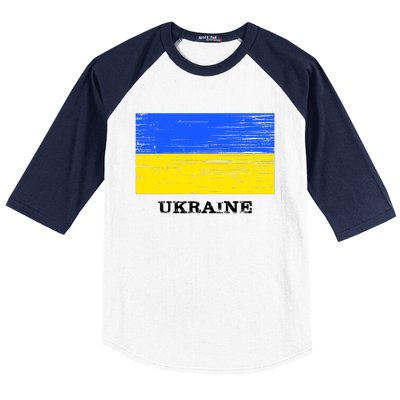 Ukraine Distressed Vintage World Flag Nationality Ukrainian Pride Baseball Sleeve Shirt