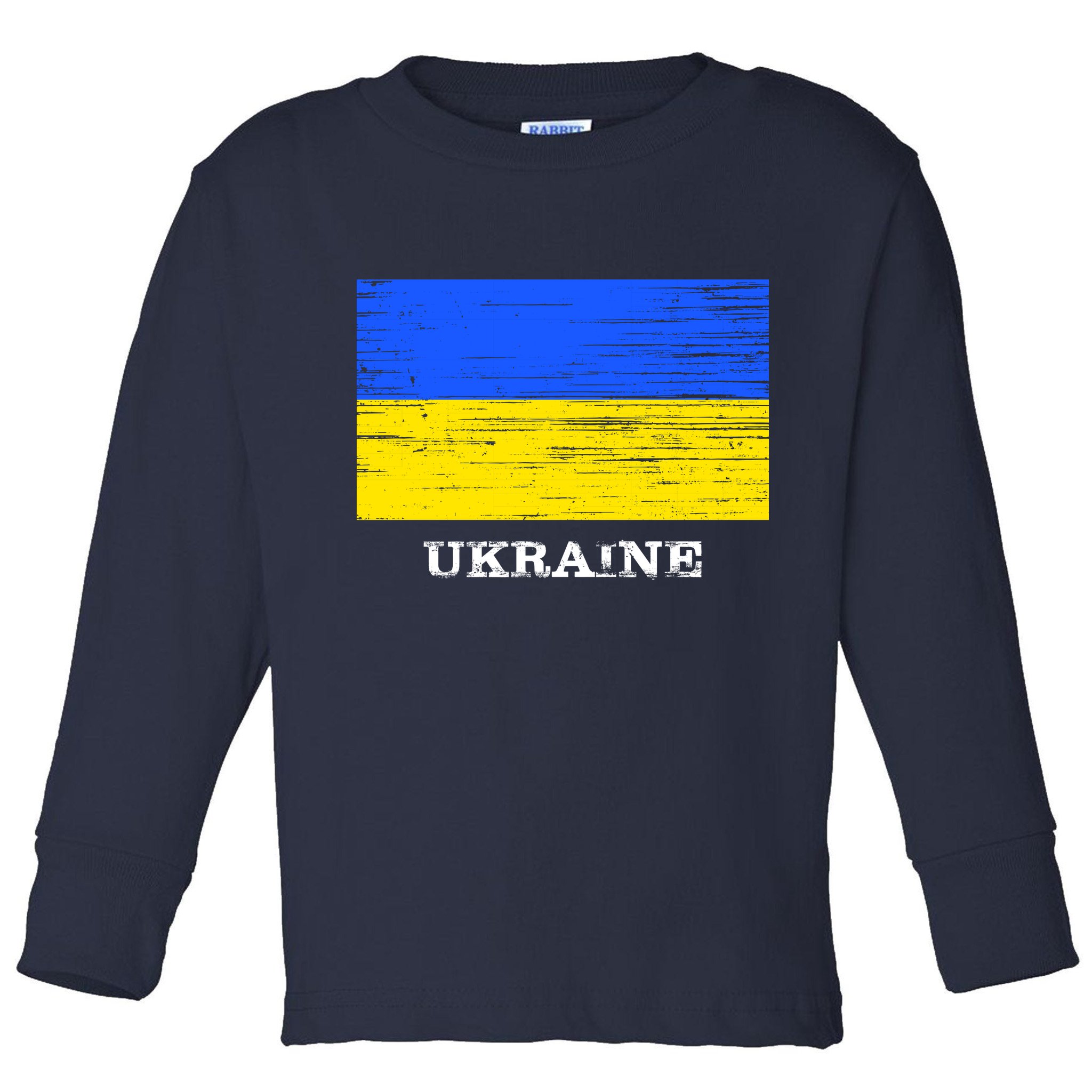 Ukraine Distressed Vintage World Flag Nationality Ukrainian Pride Toddler Long Sleeve Shirt