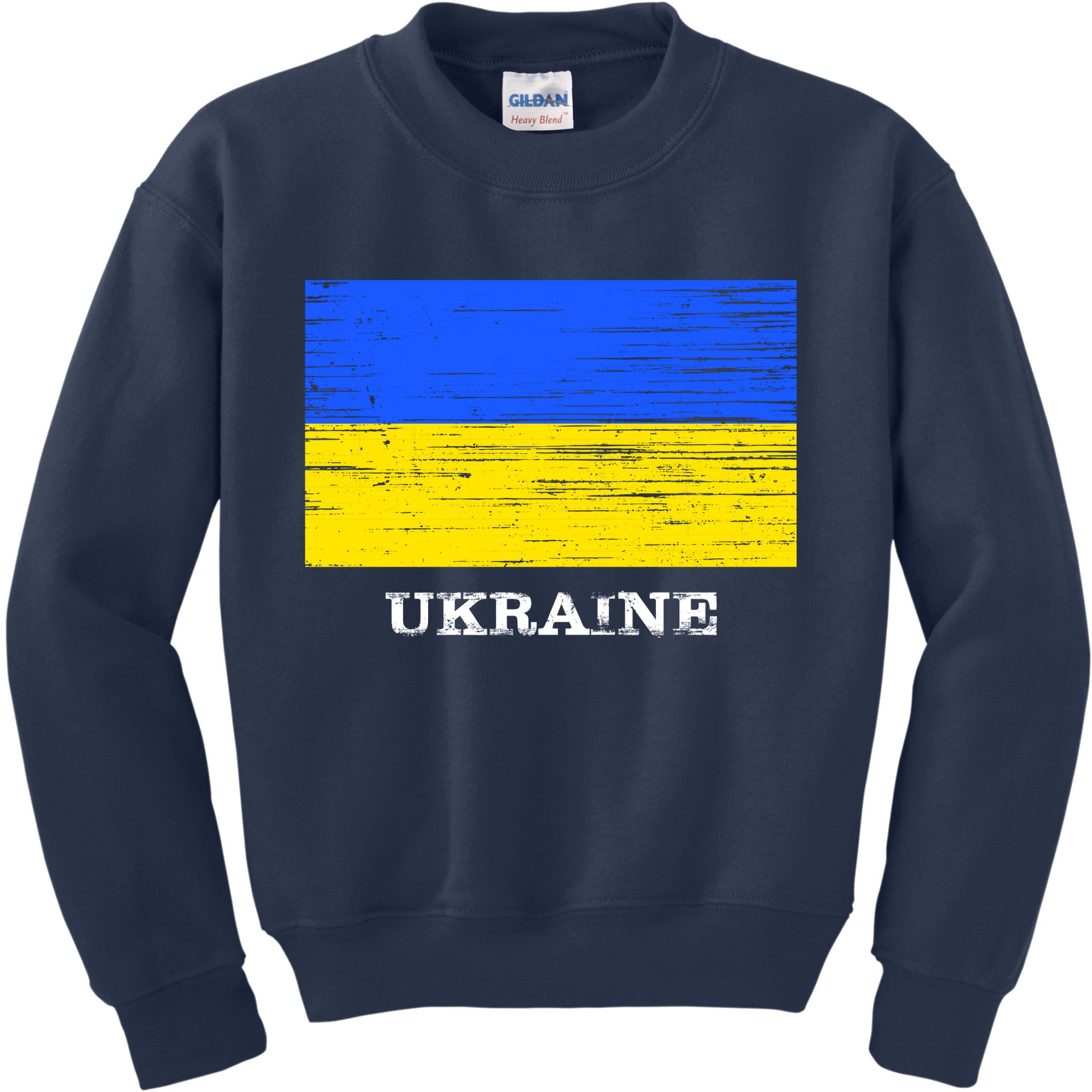 Ukraine Distressed Vintage World Flag Nationality Ukrainian Pride Kids Sweatshirt