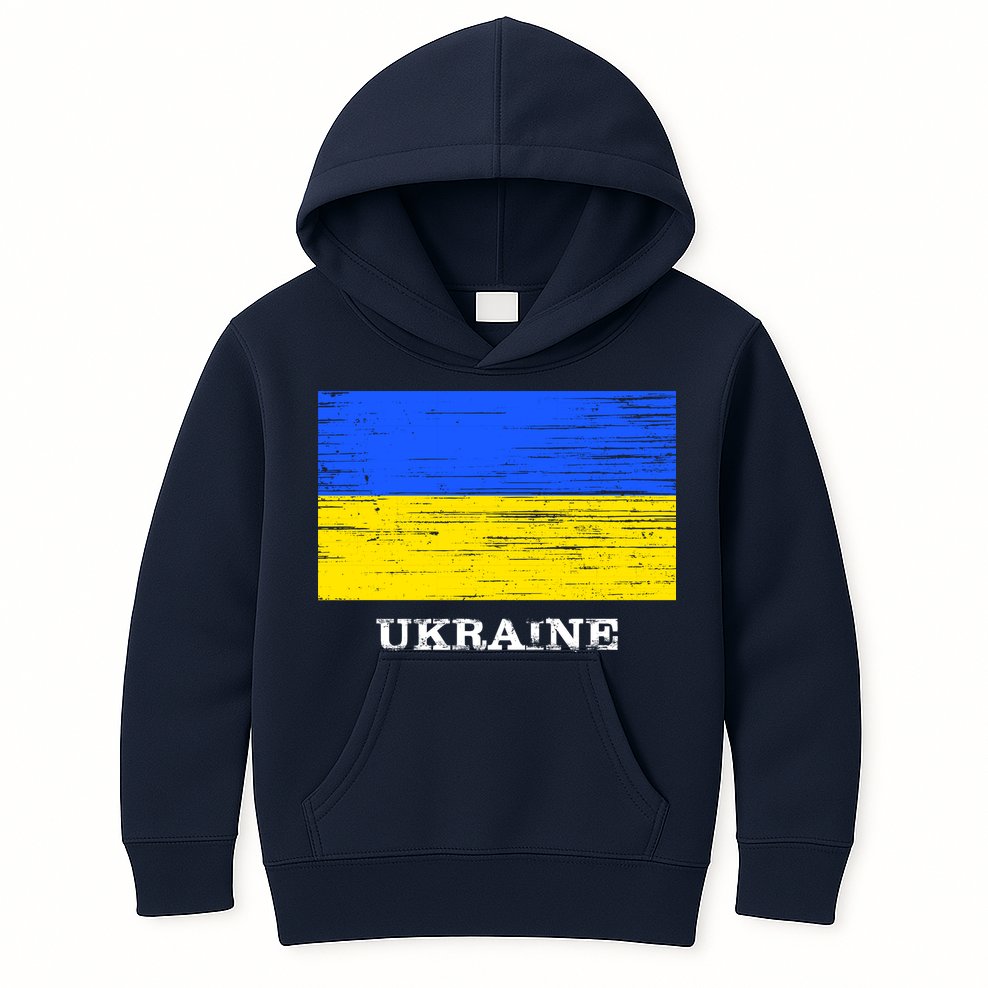 Ukraine Distressed Vintage World Flag Nationality Ukrainian Pride Kids Hoodie